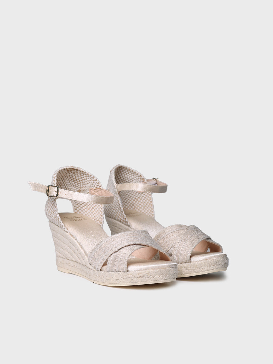Open bridal espadrille with wedge and crossed straps - CRISTAL