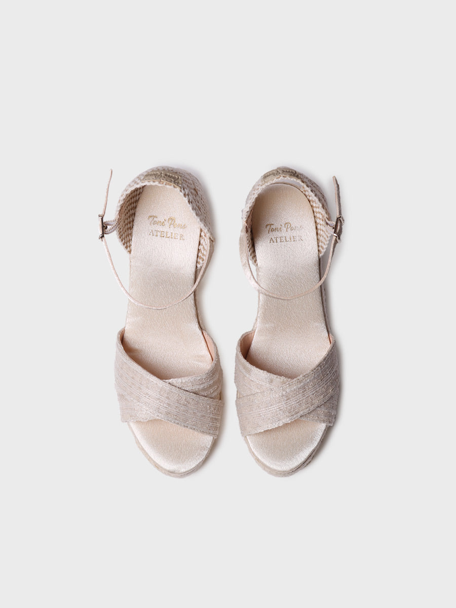 Open bridal espadrille with wedge and crossed straps - CRISTAL
