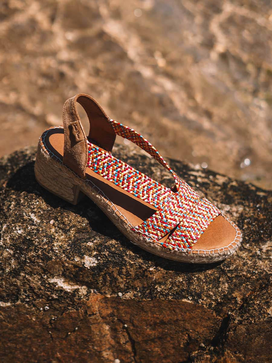 Women's espadrille with wide heel and two-tone elastics - DALYN
