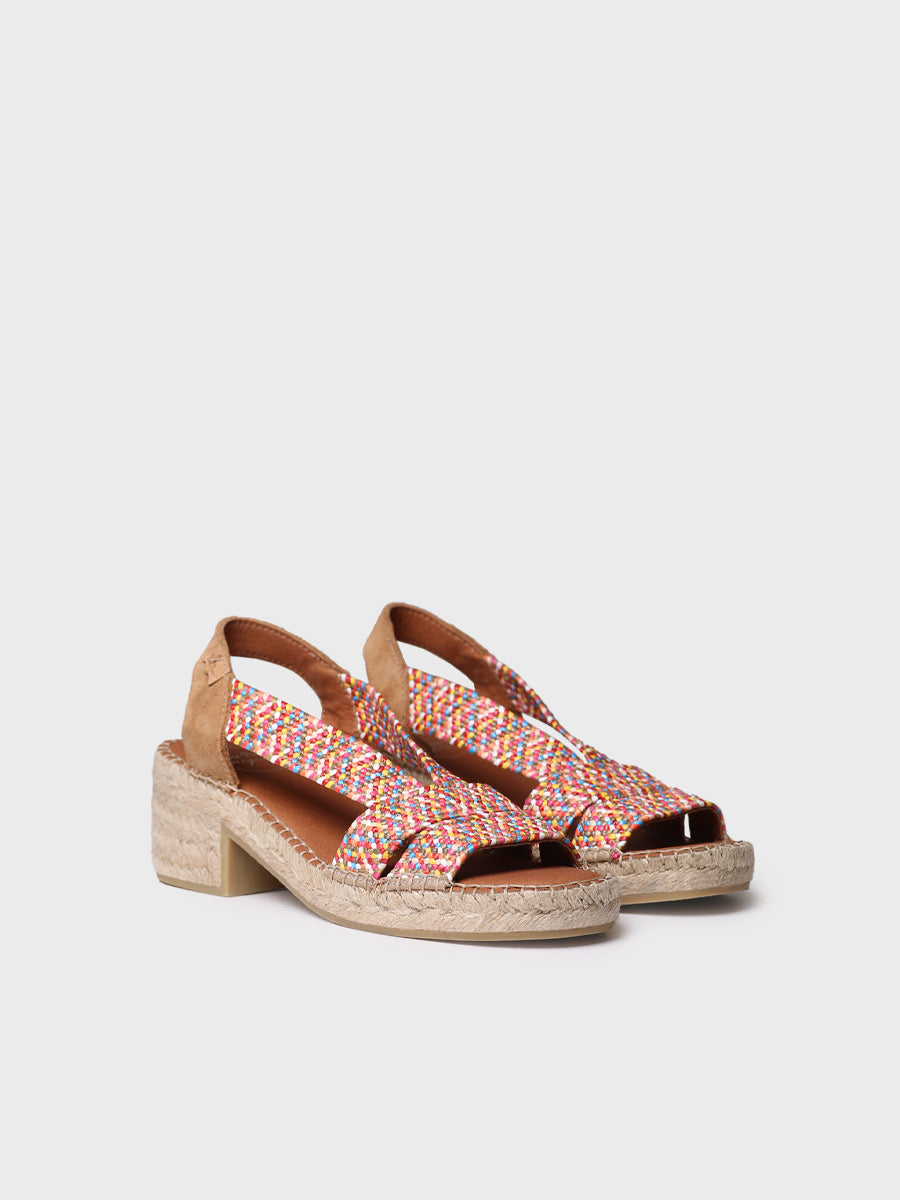 Women's espadrille with wide heel and two-tone elastics - DALYN