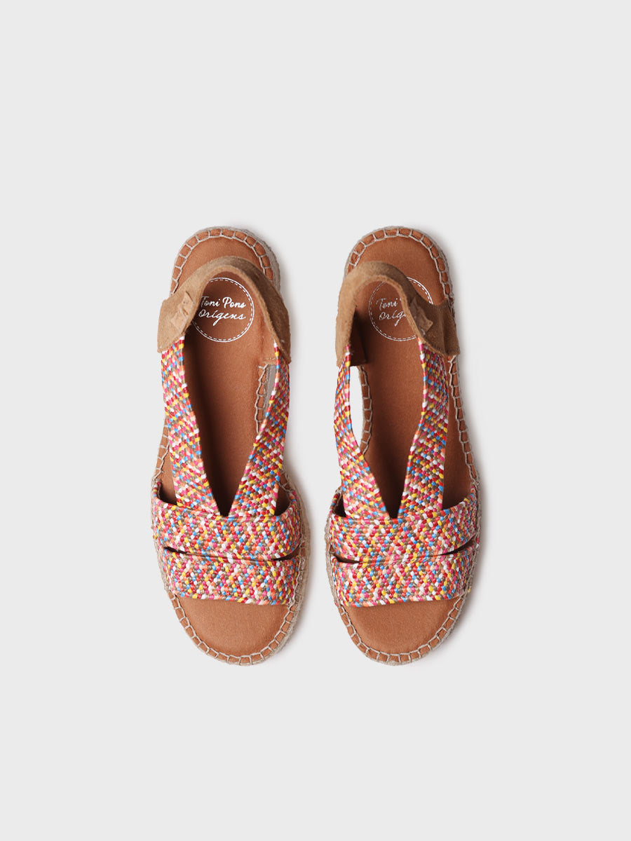 Women's espadrille with wide heel and two-tone elastics - DALYN