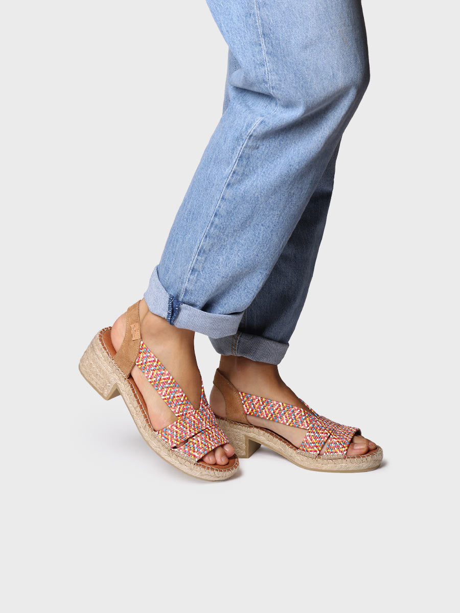 Women's espadrille with wide heel and two-tone elastics - DALYN
