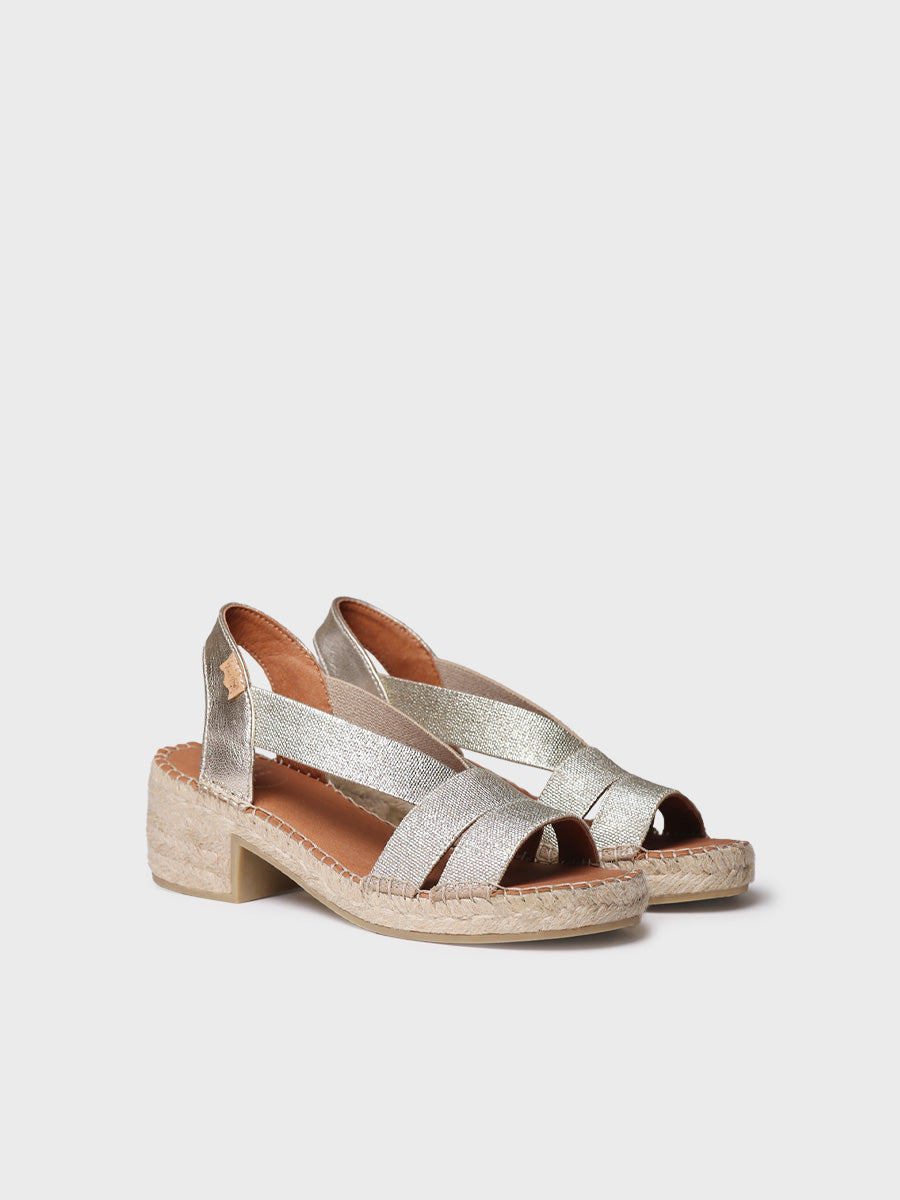 Women's espadrille with wide heel and metallic elastics - DAMA