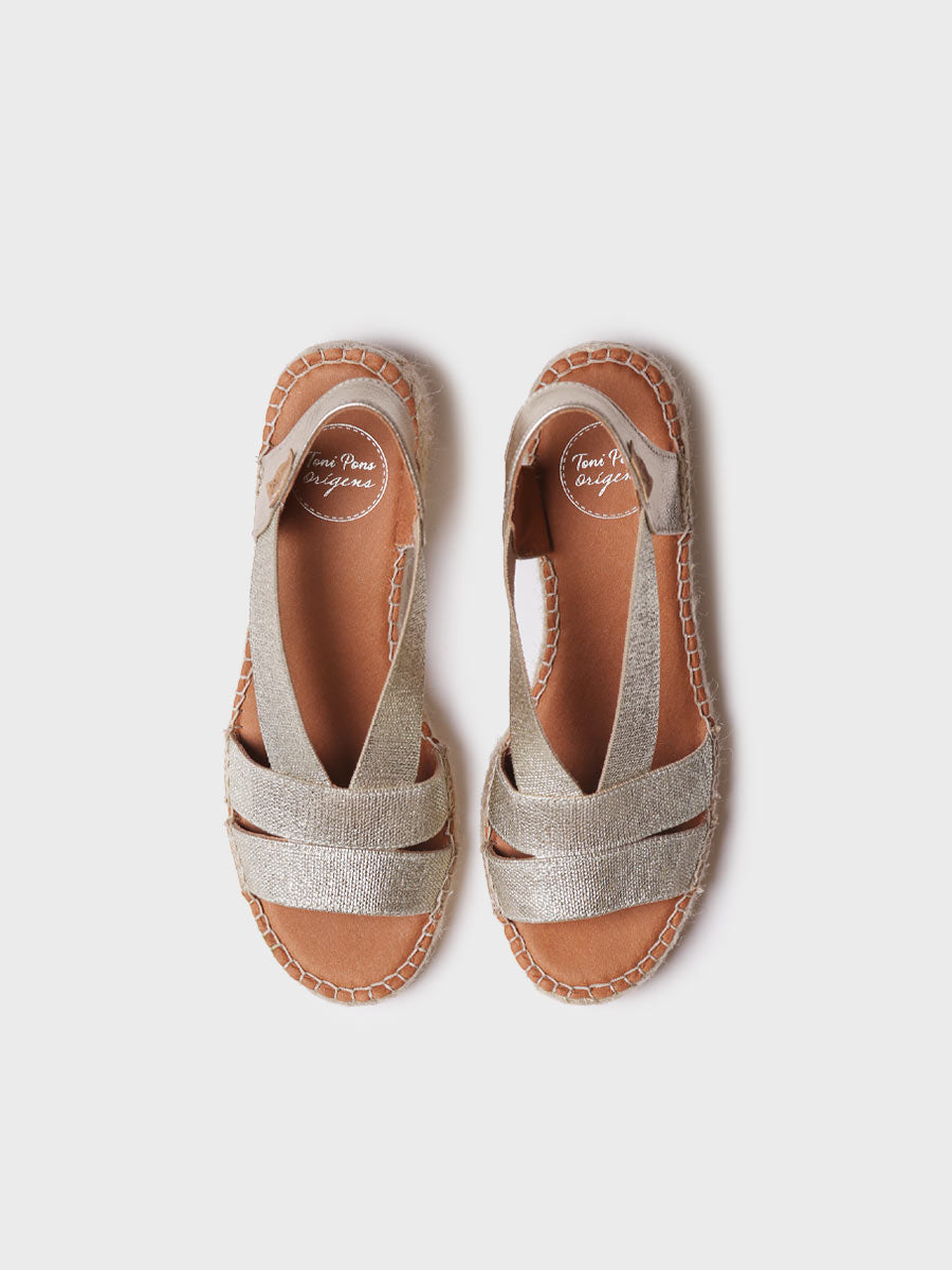 Women's espadrille with wide heel and metallic elastics - DAMA