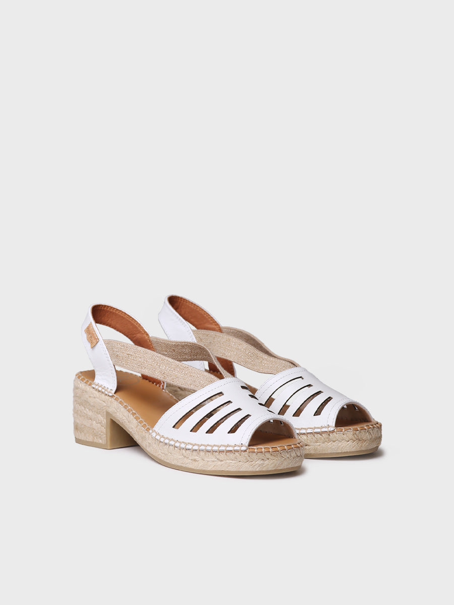 Women's leather espadrille with wide heel and elastic - DIMA