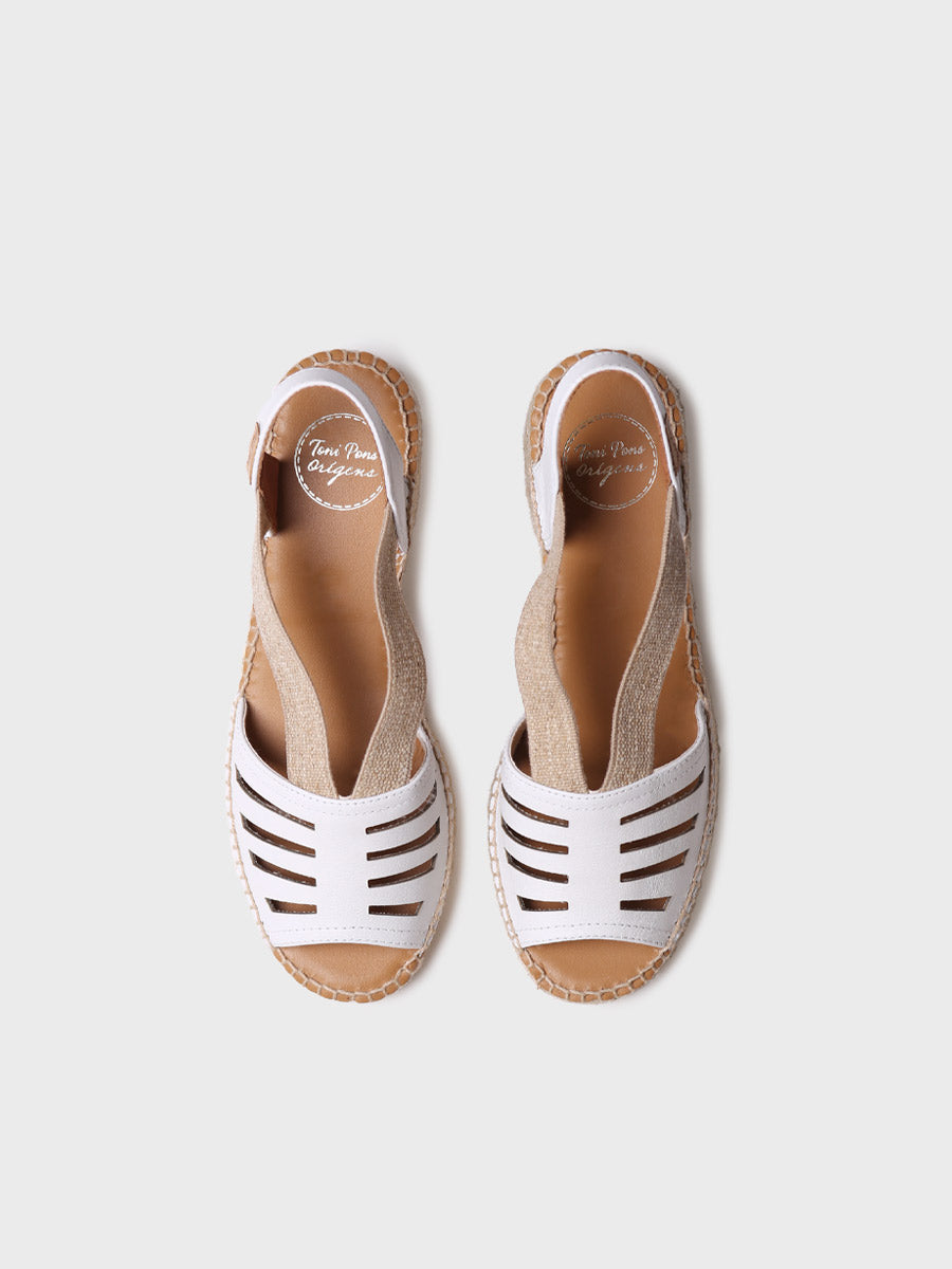 Women's leather espadrille with wide heel and elastic - DIMA
