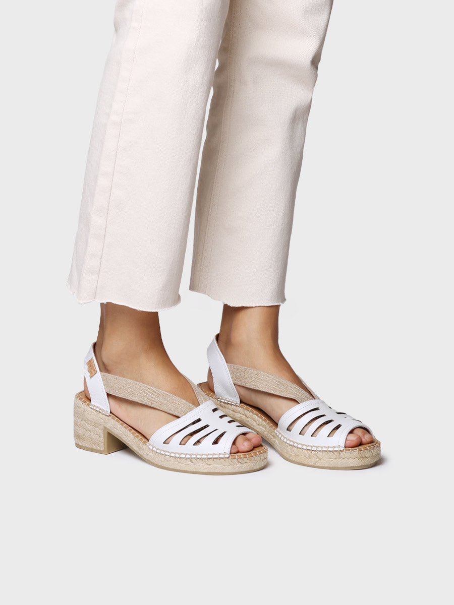 Women's leather espadrille with wide heel and elastic - DIMA