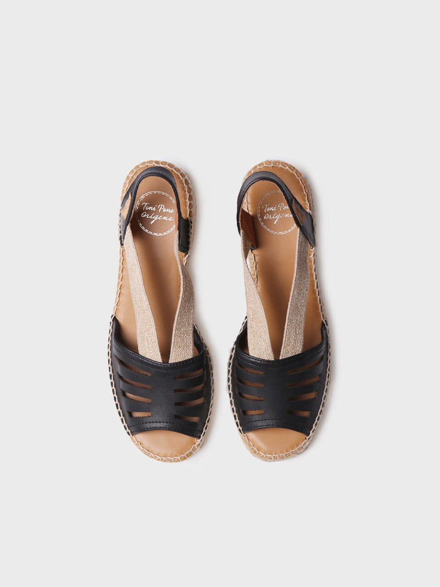 Women's leather espadrille with wide heel and elastic - DIMA