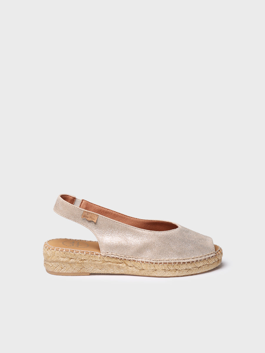 Women's peep toe espadrille in shiny leather - ERICA-AS