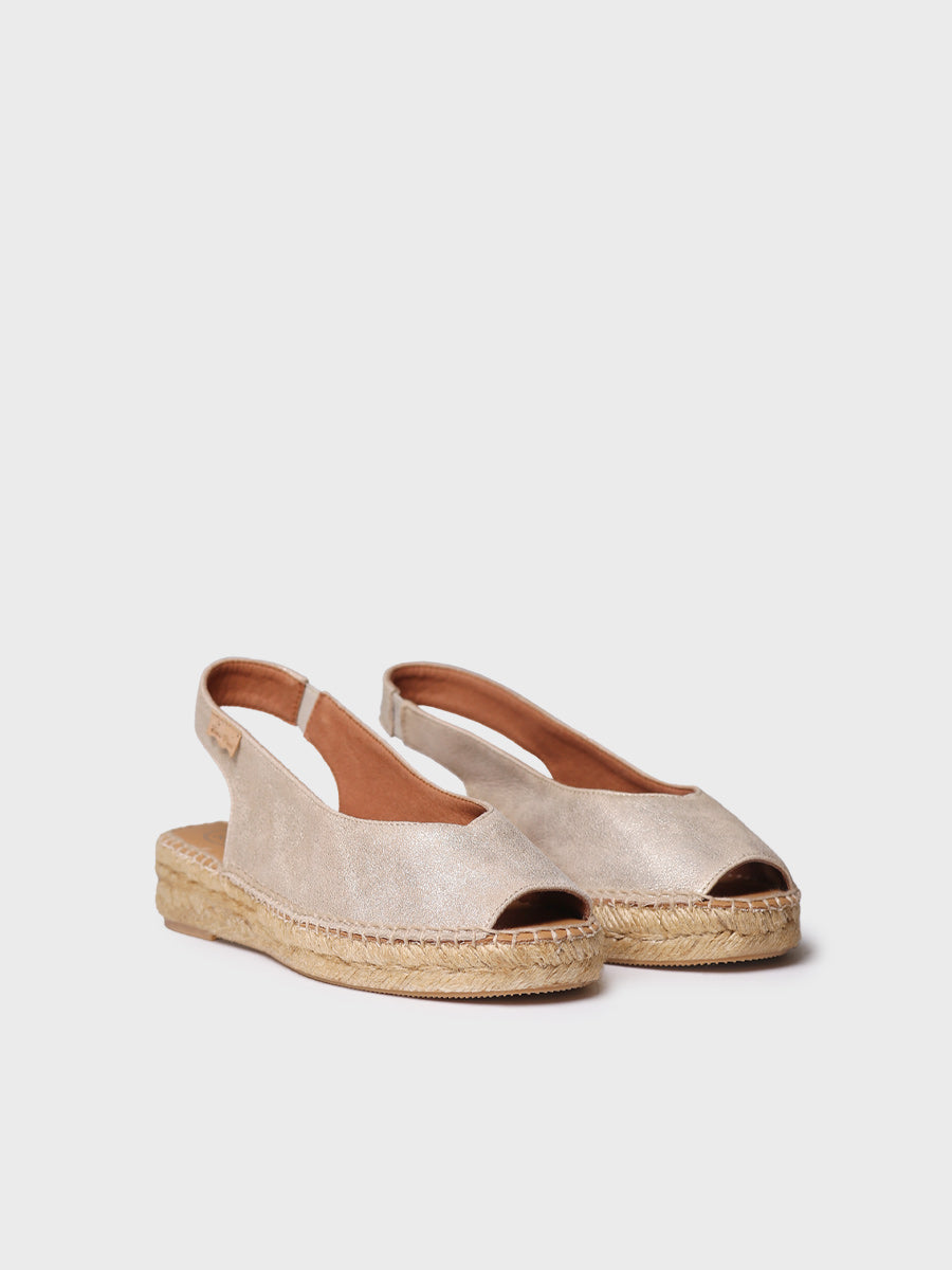 Women's peep toe espadrille in shiny leather - ERICA-AS