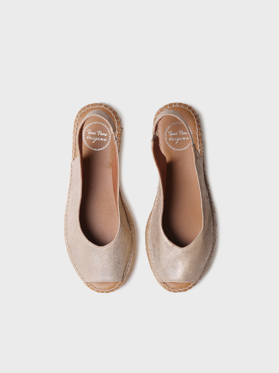 Women's peep toe espadrille in shiny leather - ERICA-AS