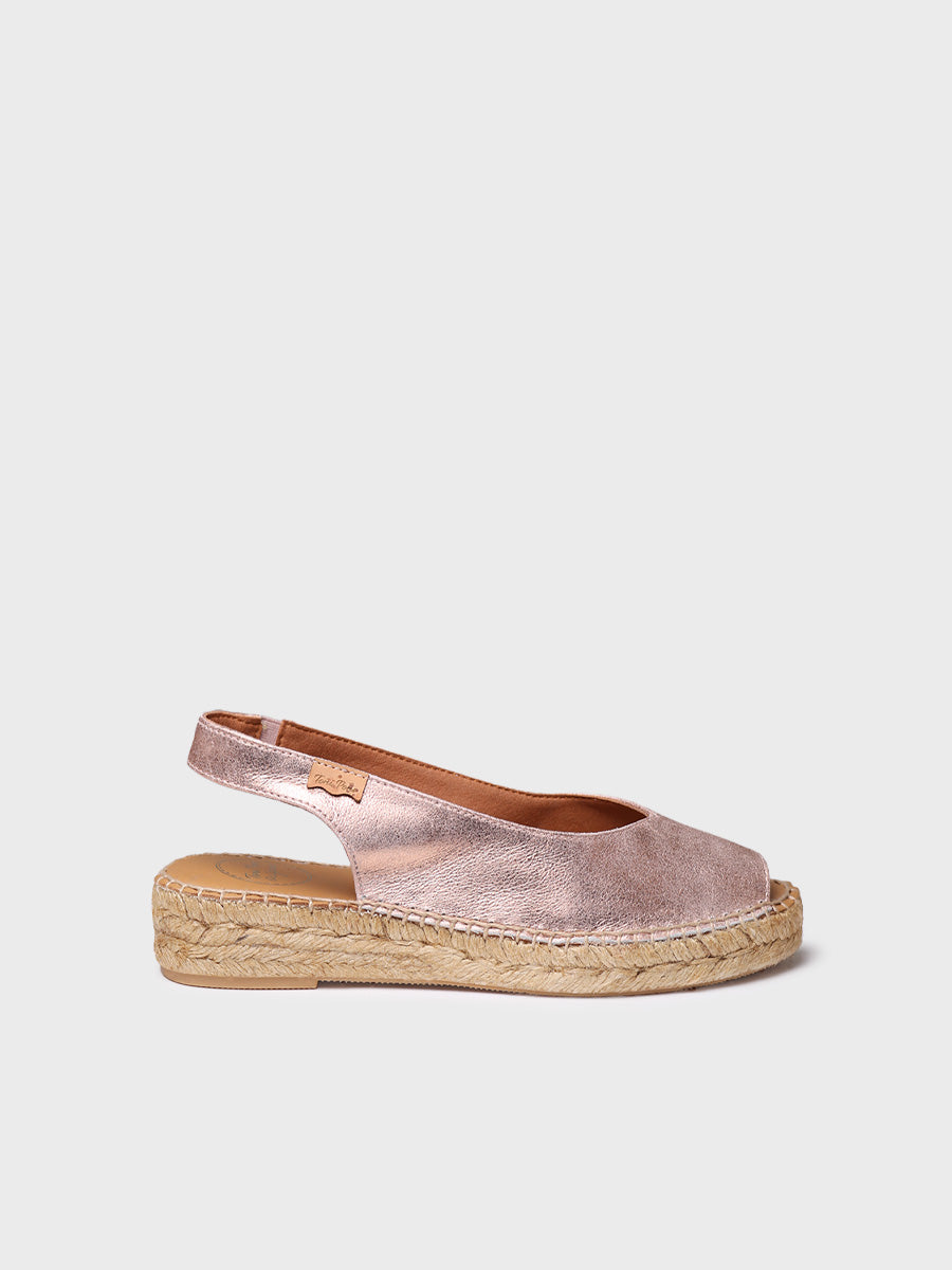 Women's peep toe espadrille in shiny leather - ERICA-AS