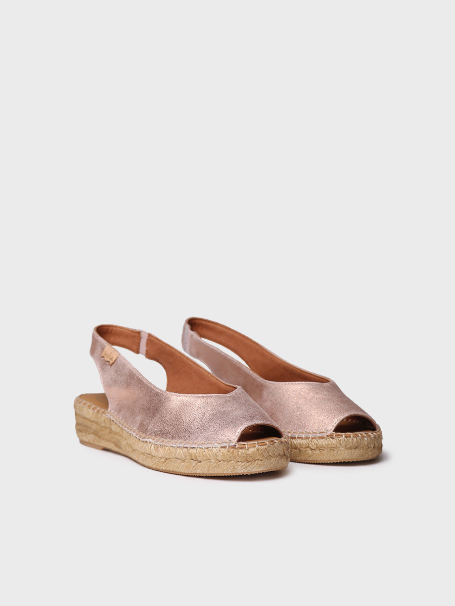 Women's peep toe espadrille in shiny leather - ERICA-AS