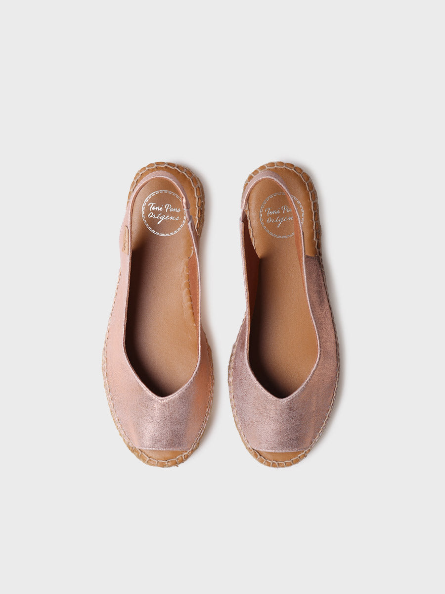 Women's peep toe espadrille in shiny leather - ERICA-AS