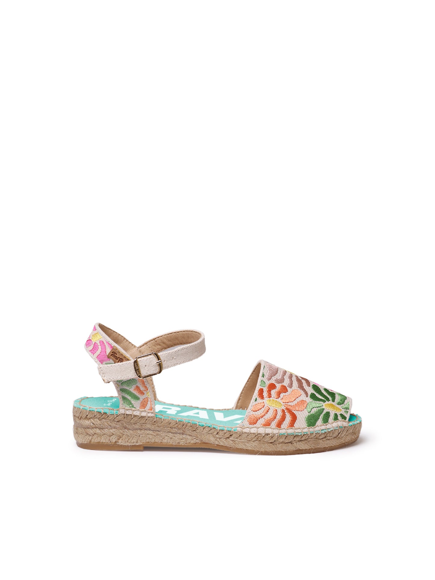 WOMENS FLAT SANDAL WITH EMBROIDERY -GARBET