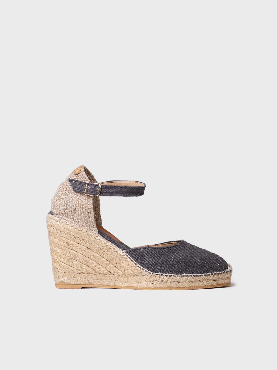 WOMENS WEDGE ESPADRILLES LINEN AND COTTON PIPER-PIPER-GY
