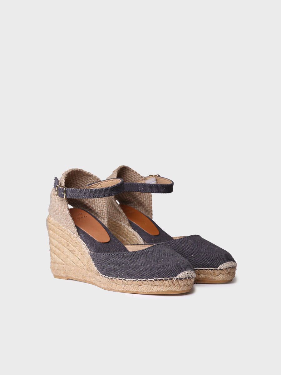 WOMENS WEDGE ESPADRILLES LINEN AND COTTON PIPER-PIPER-GY