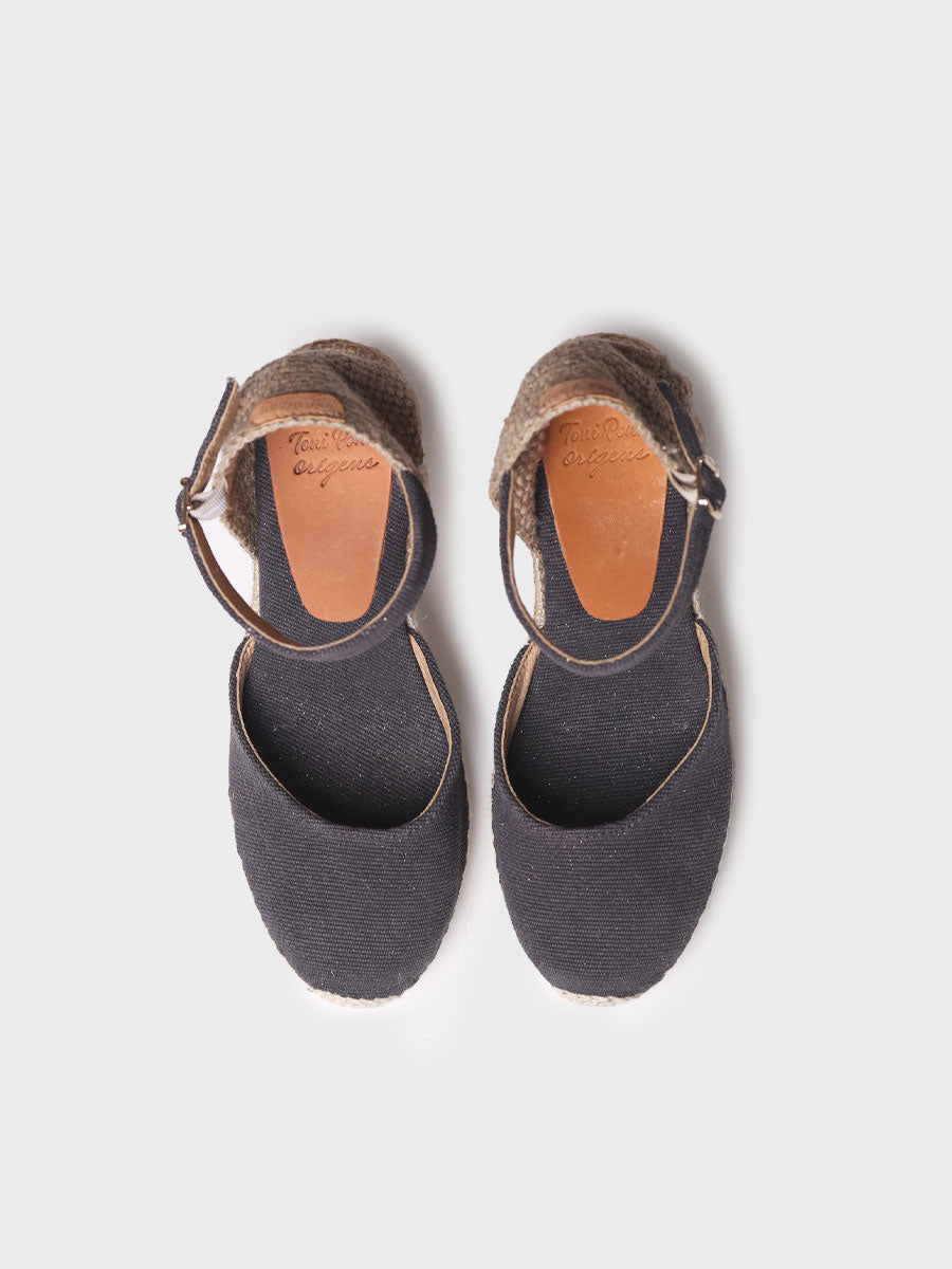 WOMENS WEDGE ESPADRILLES LINEN AND COTTON PIPER-PIPER-GY