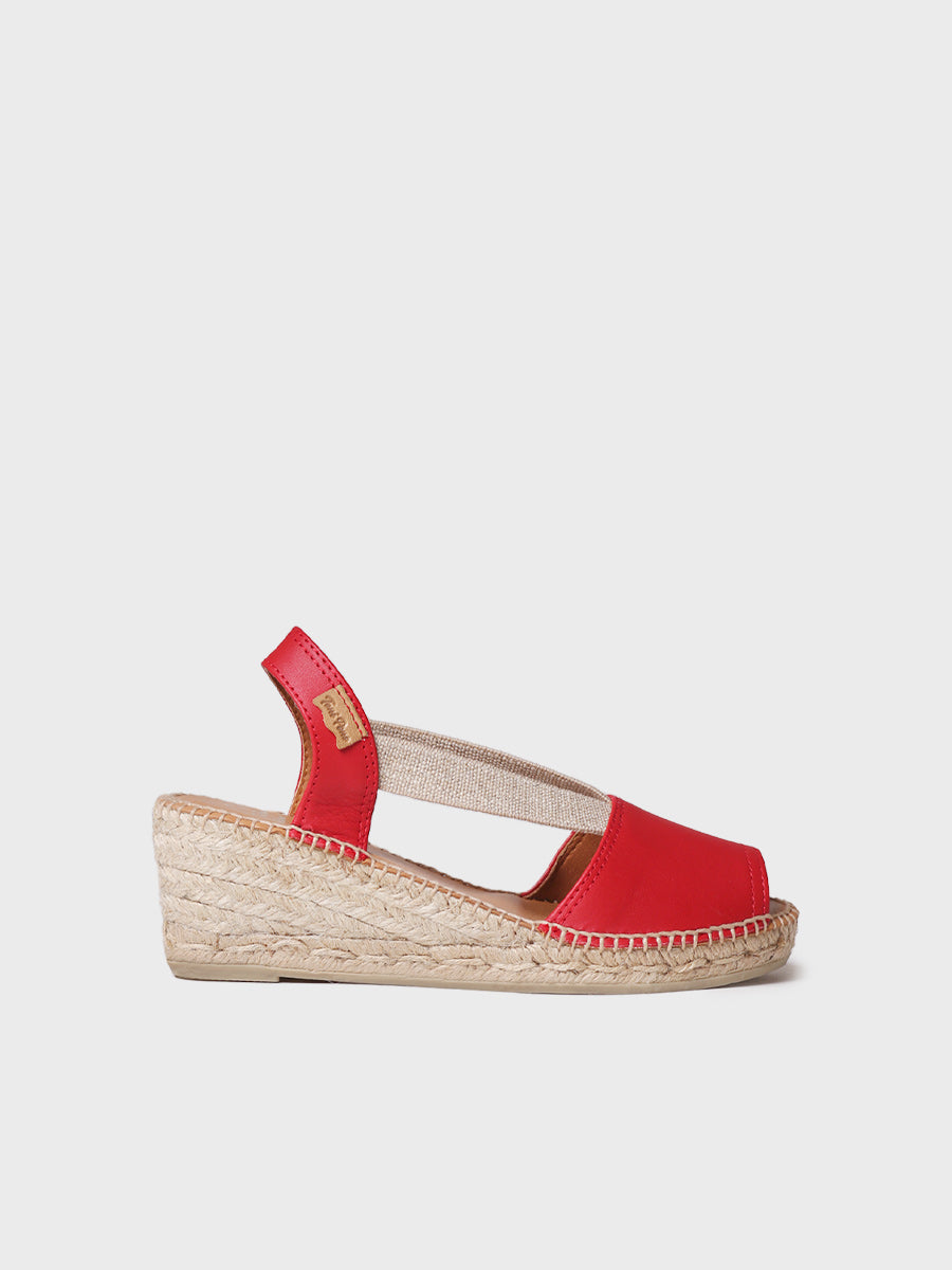 Slingback Medium Wedge Espadrille In Leather -TEIDE-P