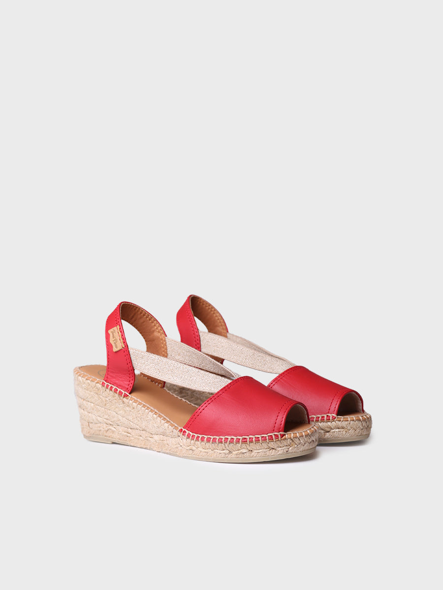 Slingback Medium Wedge Espadrille In Leather -TEIDE-P
