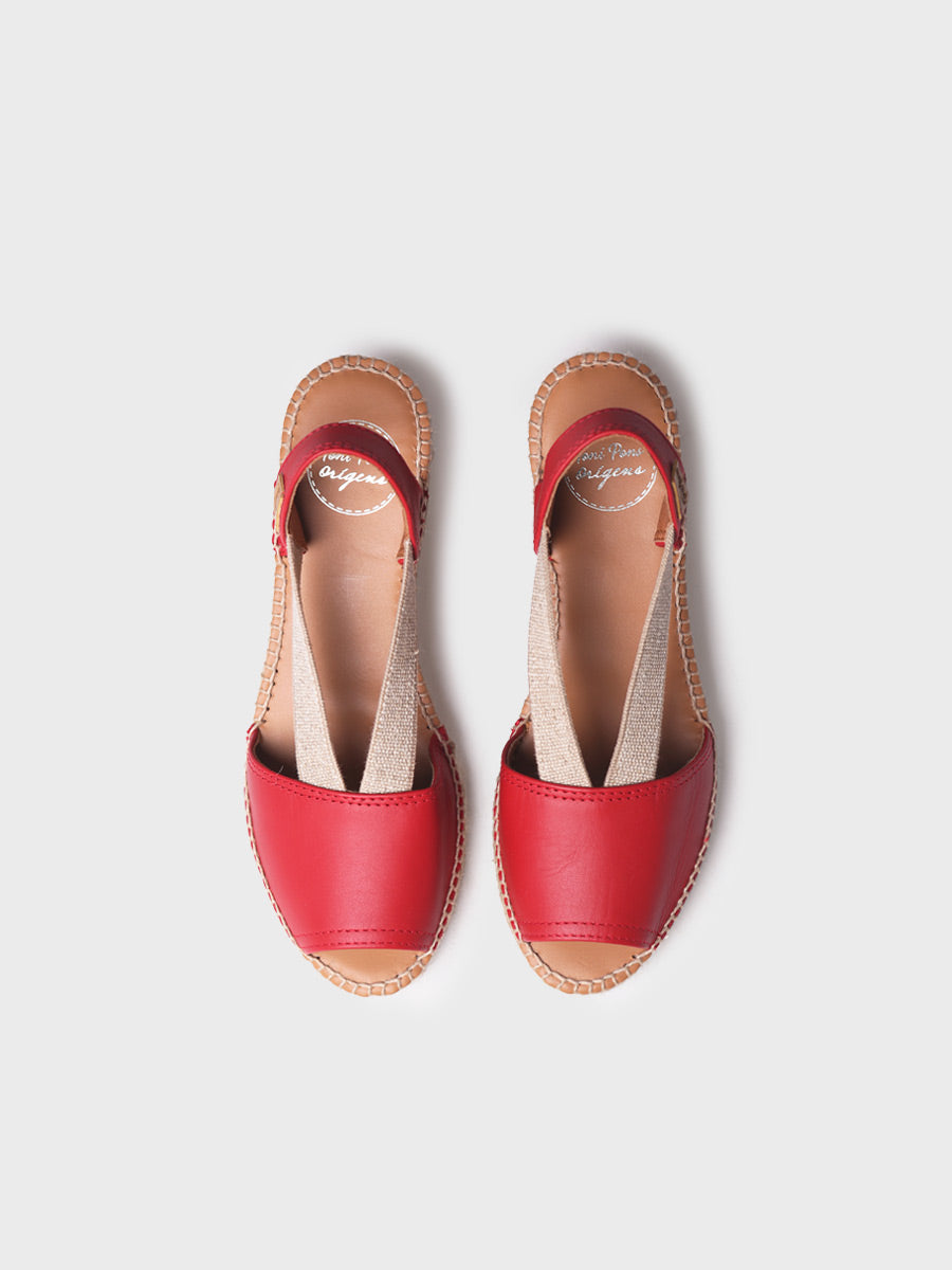 Slingback Medium Wedge Espadrille In Leather -TEIDE-P