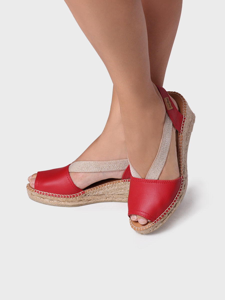 Slingback Medium Wedge Espadrille In Leather -TEIDE-P