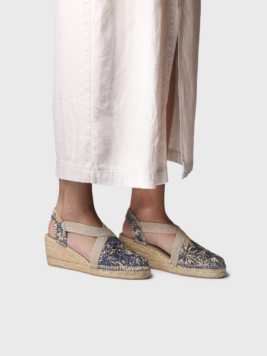 FLORAL RAFFIA WEDGE ESPADRILLE | TERRA-RF