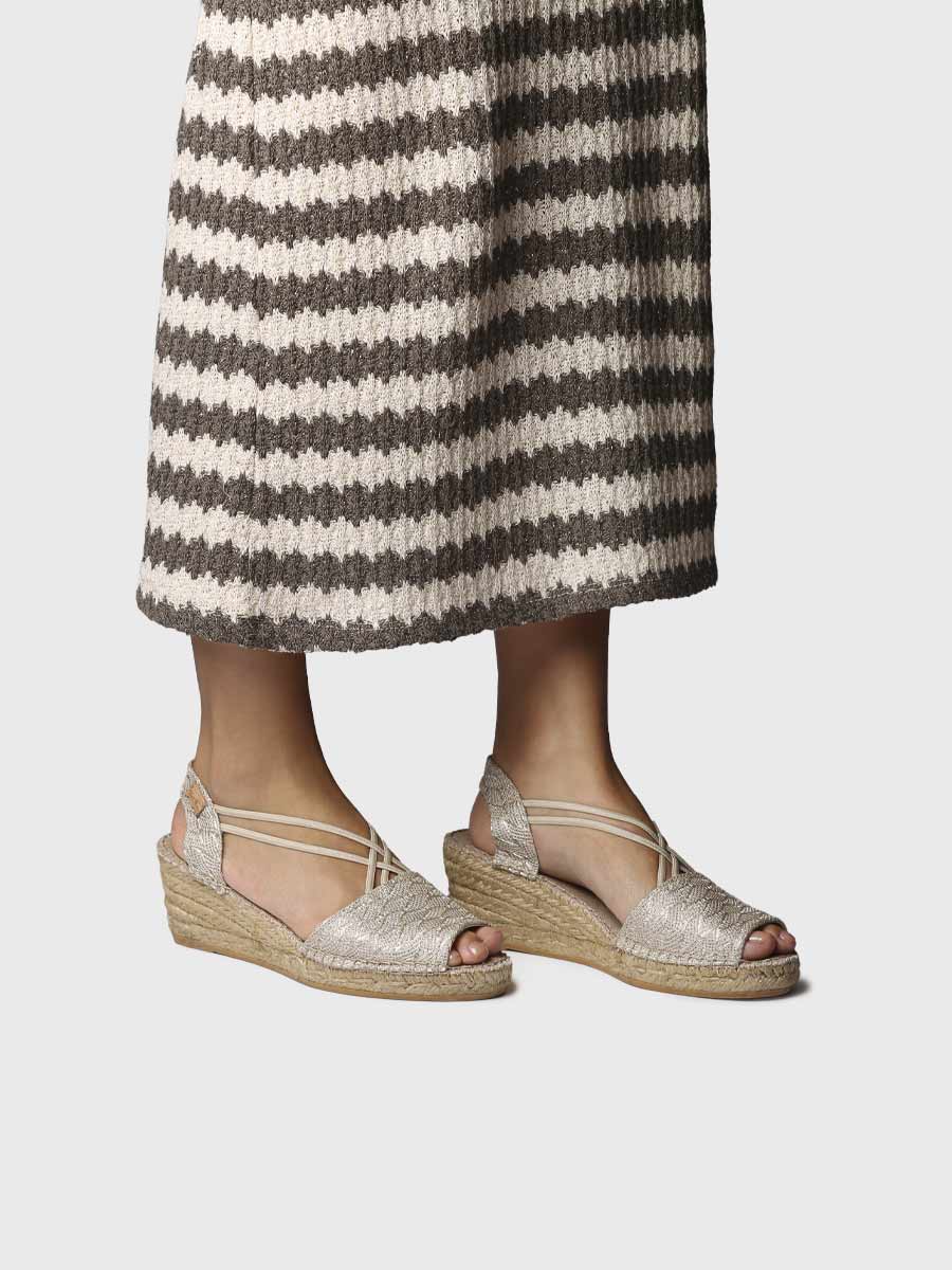 WOMEN'S WEDGE ESPADRILLE IN SHINY WOVEN FABRIC | TESS-CG