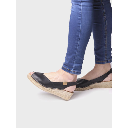 LEATHER WEDGE ESPADRILLES - BERNIA-P
