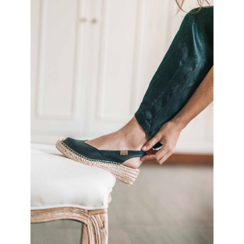 LEATHER WEDGE ESPADRILLES - BERNIA-P
