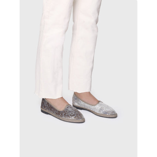 VELVET JACQUARD FABRIC MARY JANE SHOE FOR WOMEN IN BEIGE - CATIA