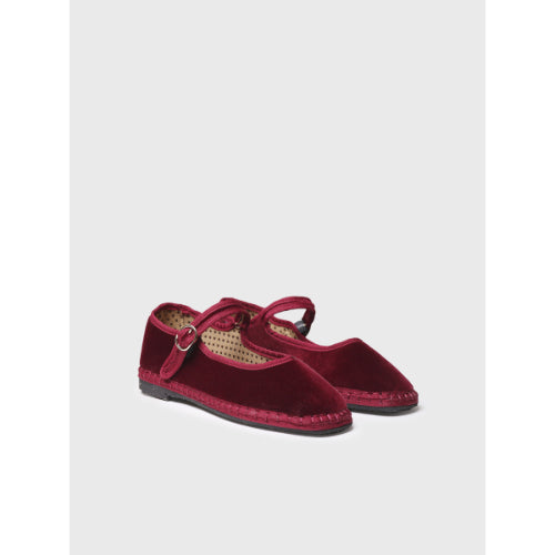 MARY JANE FOR WOMEN IN BURGUNDY-COLOURED VELVET - CLOE