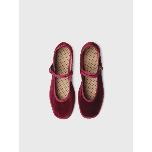 MARY JANE FOR WOMEN IN BURGUNDY-COLOURED VELVET - CLOE