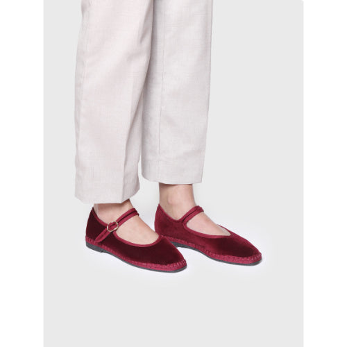 MARY JANE FOR WOMEN IN BURGUNDY-COLOURED VELVET - CLOE