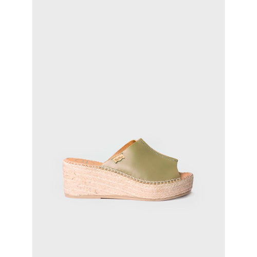 KAKI LEATHER ESPADRILLE - IVONNE