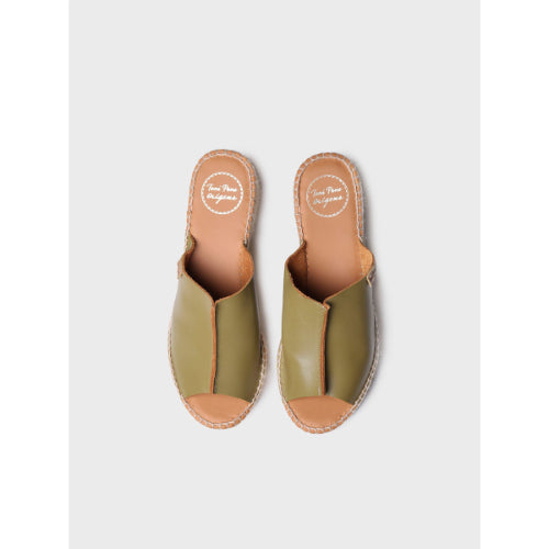 KAKI LEATHER ESPADRILLE - IVONNE