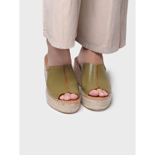 KAKI LEATHER ESPADRILLE - IVONNE