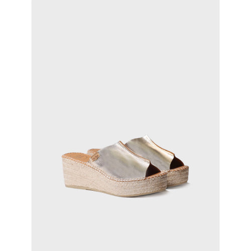 GOLD-LEAVED LEATHER ESPADRILLE - IVONNE