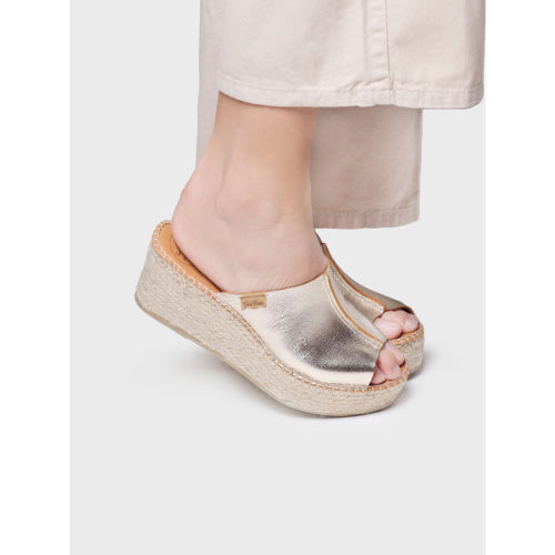 GOLD-LEAVED LEATHER ESPADRILLE - IVONNE