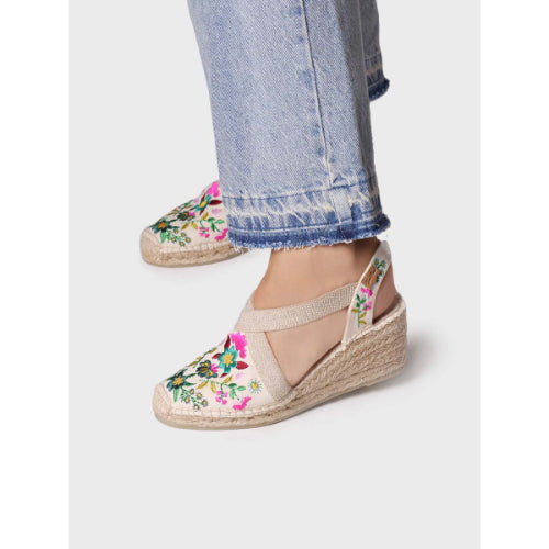 WOMEN'S WEDGE ESPADRILLES WITH MULTICOLOURED EMBROIDERY - MONTJOI