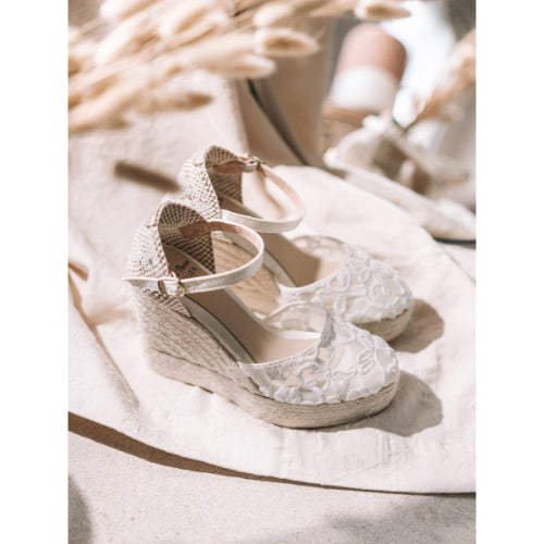 WHITE ESPADRILLES WITH WEDGE FOR BRIDE - PAOLA