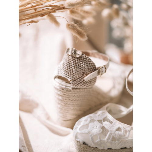 WHITE ESPADRILLES WITH WEDGE FOR BRIDE - PAOLA