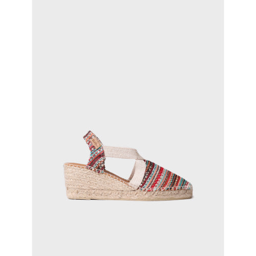 MEDIUM WEDGE ESPADRILLES IN MULTICOLOURED FABRIC - TERRA-CH