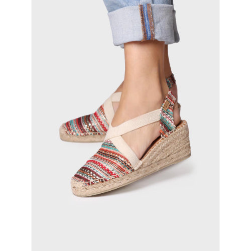 MEDIUM WEDGE ESPADRILLES IN MULTICOLOURED FABRIC - TERRA-CH