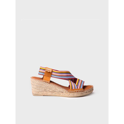 WEDGE ESPADRILLE IN FABRIC WITH ELASTIC BANDS - TINA