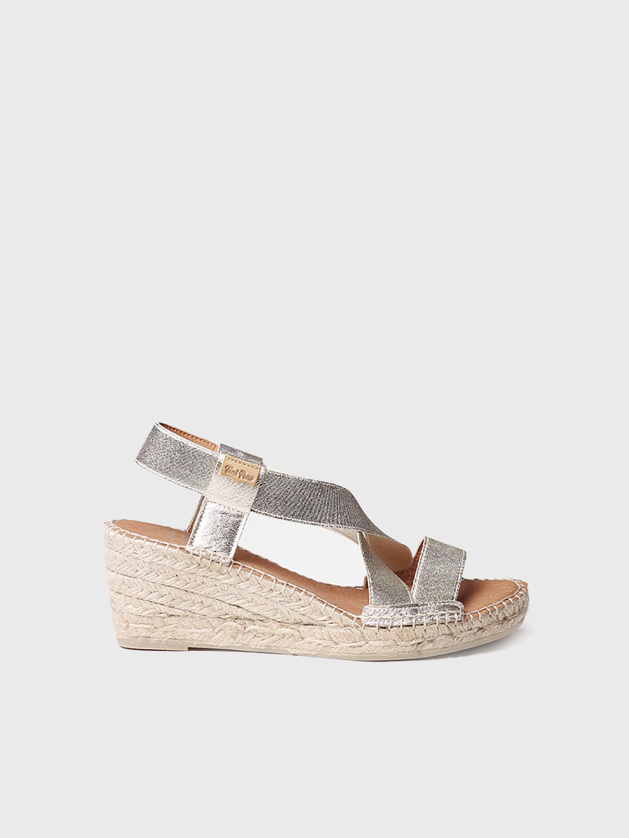 Metallic wedge sandal with straps - TURA-RC