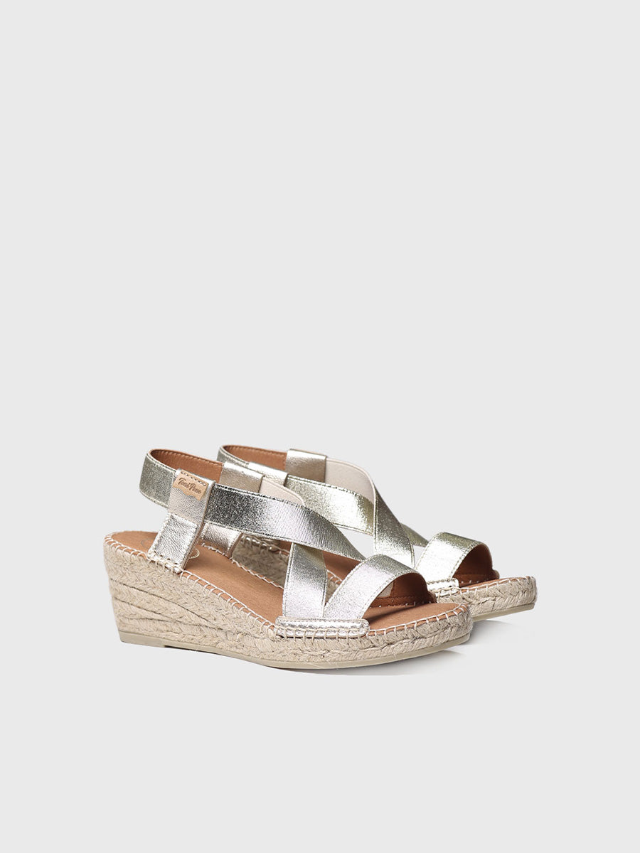 Metallic wedge sandal with straps - TURA-RC