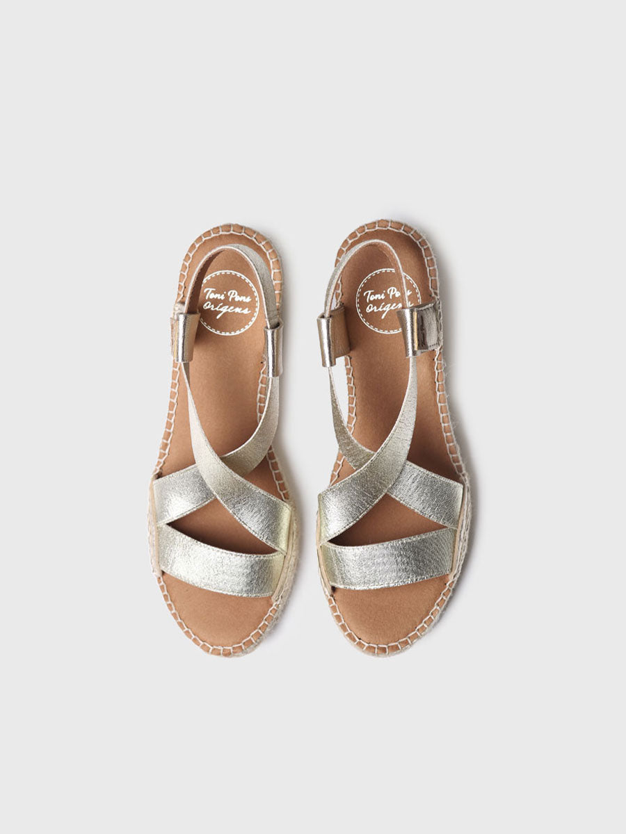 Metallic wedge sandal with straps - TURA-RC