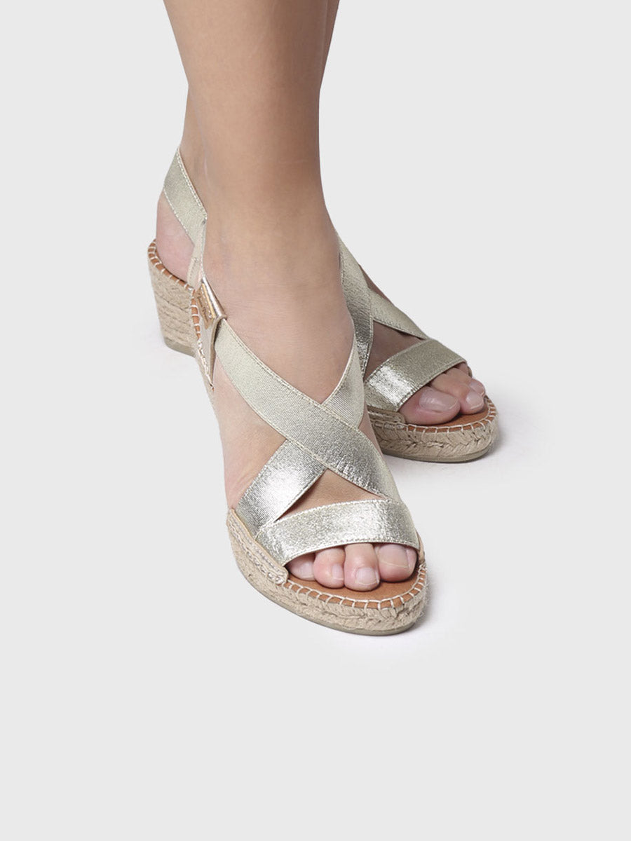 Metallic wedge sandal with straps - TURA-RC