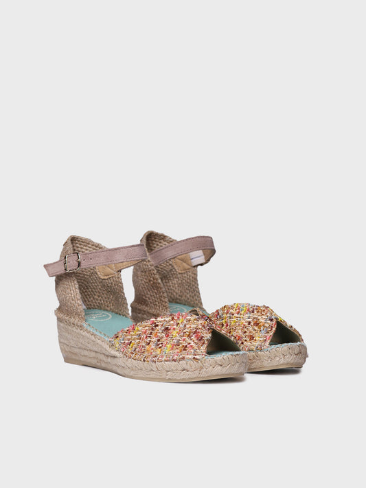 WOMEN'S WEDGE ESPADRILLES IN MULTICOLOURED FABRIC | BRUNA-CO